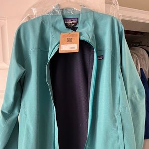 Patagonia rain jacket size L turquoise blue, new with tag